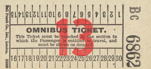 Trainticket Fahrkarte Englisch English Busfahrkarte Bus vintage retro alt old 6862 Omnibus Papier...