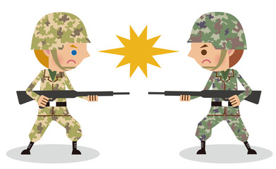 敵対・戦闘する兵士のイメージ