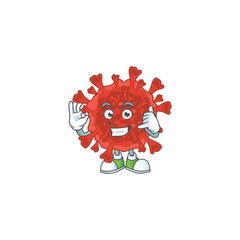 Call me funny gesture red corona virus mascot cartoon design