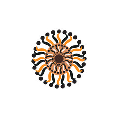 Aboriginal art dots painting icon logo design vector template