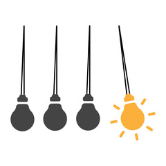 Naklejka premium creative light bulb Idea concept,business idea. Pendulum with ligt bulb. Stock vector illustration isolated on white background.