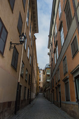 coloured houses in old European town 