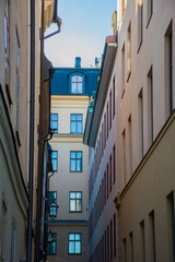 coloured houses in old European town 