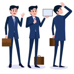 Obraz premium Male Business Character Vector Set. Creation Set body. Business Man Cartoon Character in stylish clothing. Illustration men Office.