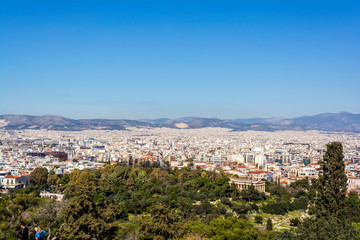 Fototapeta na wymiar View of Athens from Areopagus hill