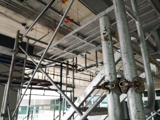 Steel scaffolding used in building construction