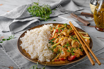 Hot red curry and rice