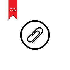 Paper clip icon vector. Flat design style on trendy icon.