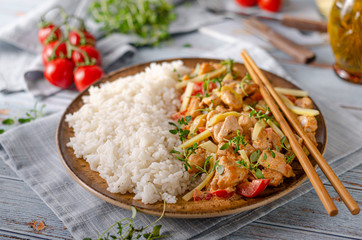 Hot red curry and rice