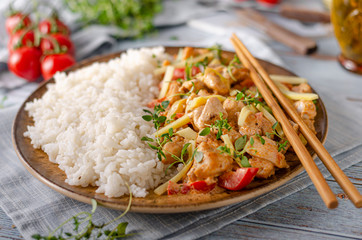 Hot red curry and rice