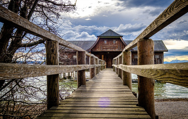old wooden boathouse