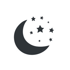 Crescent moon and stars icon image