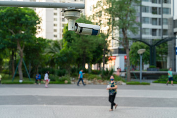 CCTV camera in the green park public