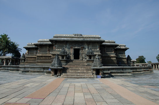 Belur, Karnataka, India, November 2019, Tourist at Chennakeshava Temple complex, a 12th-century Hindu temple dedicated to lord Vishnu