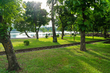 Fototapeta na wymiar Green city park and recreation area in Hanoi city