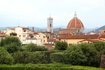 Fototapeta na wymiar View of Florence Skyline with the Duomo and Giotto's Belltower, Italy