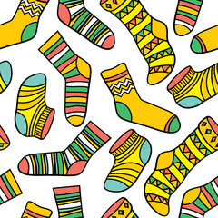 Vector seamless abstract pattern with socks