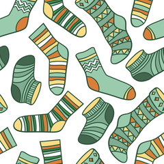 Vector seamless abstract pattern with socks