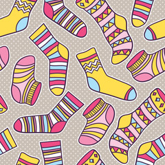 Vector seamless abstract pattern with socks