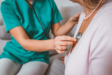 Doctor check body by stethoscope