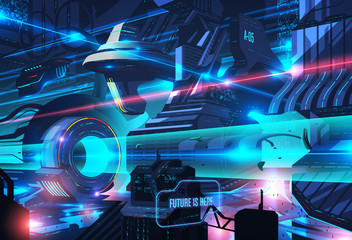 Futuristic city in vectoring illustration