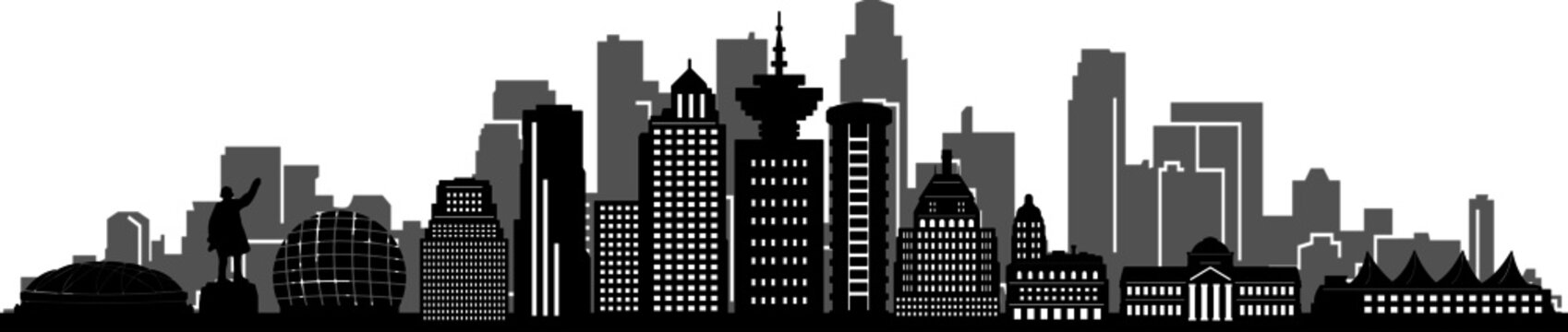 Vancouver City Skyline Silhouette Cityscape Vector © SimpLine