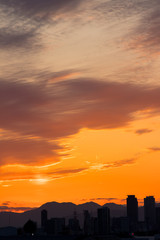 名古屋市上空の綺麗な夕焼け