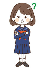 女性、学生、疑問