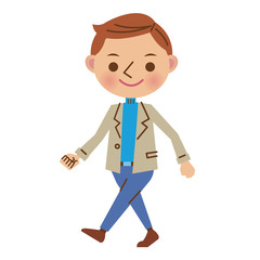 私服姿の歩く男性