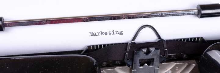Marketing - written on an old black typewriter