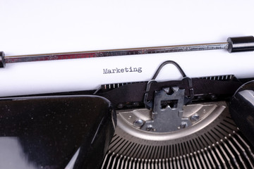 Marketing - written on an old black typewriter
