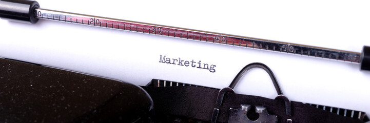 Marketing - written on an old black typewriter