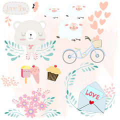 Baby cute cartoon icon or sticker