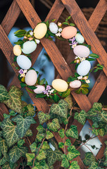 easter wreath easter holiday greeting card concept