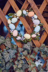 easter wreath easter holiday greeting card concept