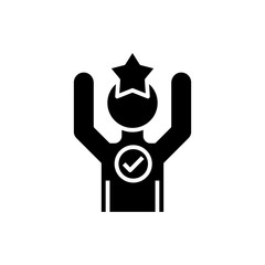 Star decition black icon, concept illustration, vector flat symbol, glyph sign.