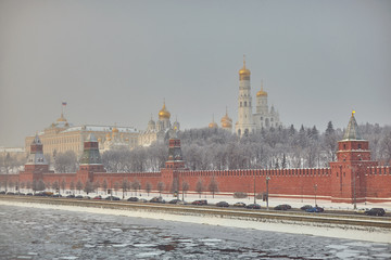 Obraz premium Moscow Kremlin, winter view with snow