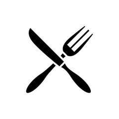 Spoon and fork black icon, concept illustration, vector flat symbol, glyph sign.