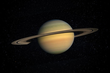 Planet Saturn in the Starry Sky of Solar System in Space. This image elements furnished by NASA. © 24K-Production