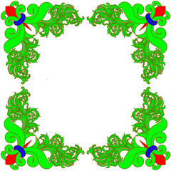 green frame with flowers