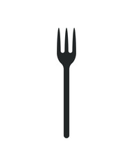 Fork icon logo. Simple flat shape sign. Restaurant cafe kitchen diner place menu symbol. Vector illustration image. black silhouette isolated on white background.