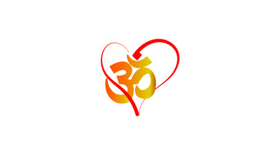 Hindu om symbol icon simple style, hindu symbol with love logo