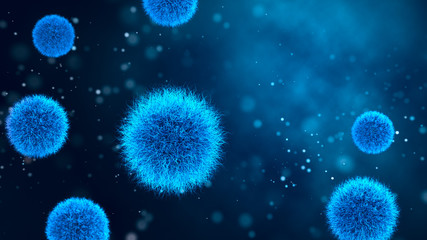 Obraz premium 3D render bacteria virus, 3d render microbe.
