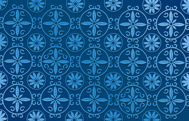 modern Blue abstract background with flower pattern