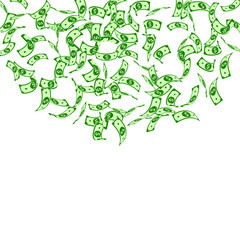 American dollar notes falling. Sparse USD bills on