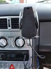 Car interior with cell phone holder