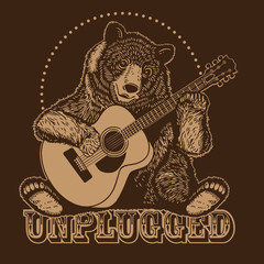 Bear Playing Acoustic Guitar Unplugged