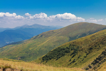 Carpathian Mountains landscape in Dragobrat. Gendarmes mountains on the Svydovets ridge. The Svydovets is a mountain range in western Ukraine belonging to the Outer Eastern Carpathians. 