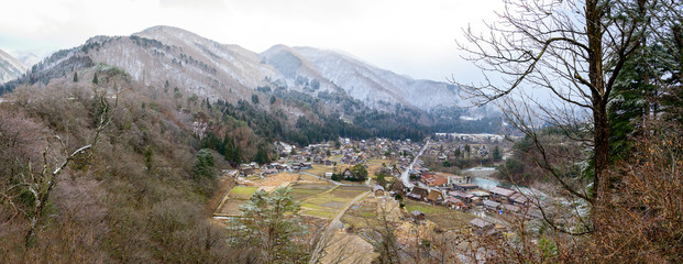 Panorama of Shirakawago historic village, Ono district, Gifu prefecture, Japan