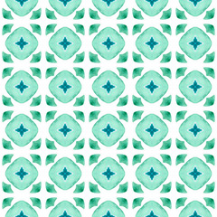 Watercolor ikat repeating tile border. Green 